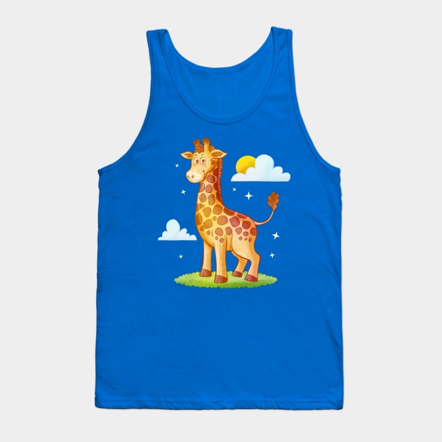 Hand Drawn Cartoon Giraffe Tank Top by Mako Design 